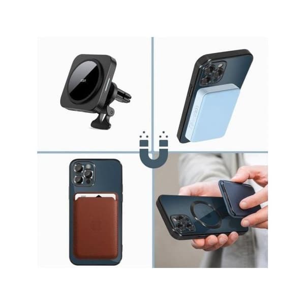 Cool Funda Magnética Transparent med Silver Kant för iPhone 15