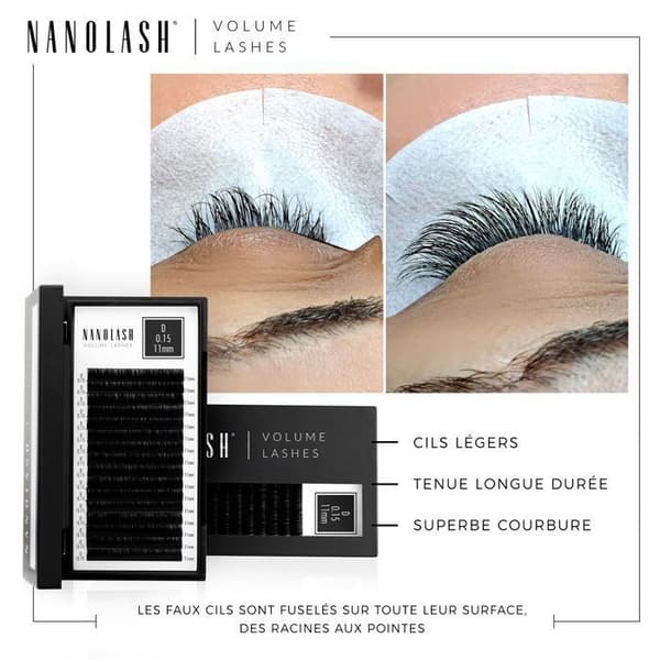 Extensions av fransar - Nanolash - Volymfransar - C curl - 0.05 mm - 6-13 mm mixad