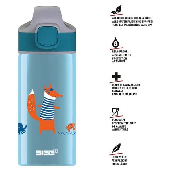 Barnflaska i aluminium - Fox - 0,4L - Blå - SIGG