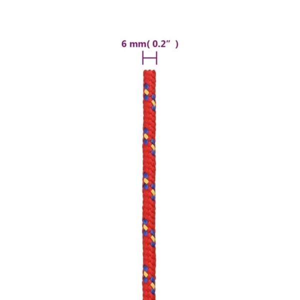 152393 vidaXL Båtline Röd 6 mm 250 m Polypropen