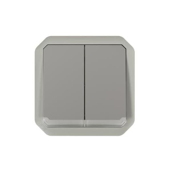 Dubbel ljusströmbrytare - LEGRAND - Plexo - Grå - IP55 - IK08