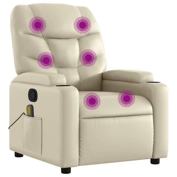 vidaXL Massagefåtölj Cream Läder 372473