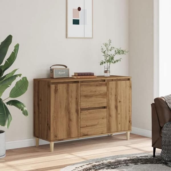 vidaXL Buffé ek hantverk 102x35x70 cm ingenjörsträ 856485