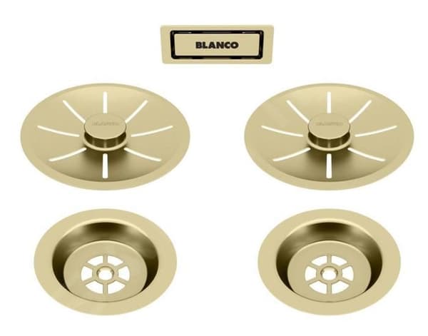 Blanco Accessoarer Avloppssats C-overflow, för dubbel diskho, guld 203477