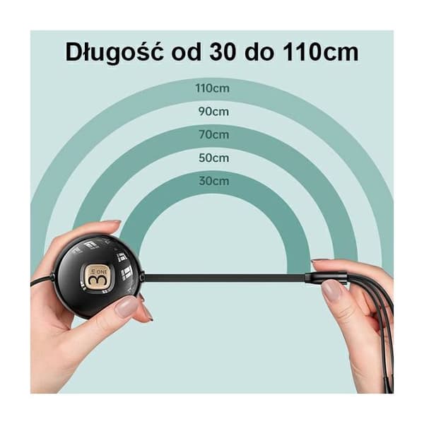 USAMS U69 3 i 1 1 m Svart Lightning/microUSB/USB-C