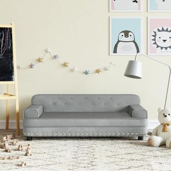 vidaXL Barnsoffa Ljusgrå 90x53x30 cm Sammet 3196280