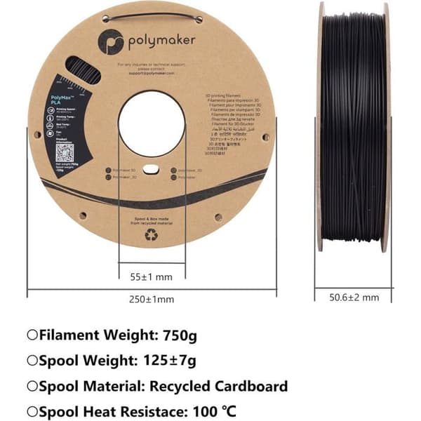 Filament 3D - POLYMAKER - PolyFlex TPU-90A - Vit - 1,75 mm - 750 g