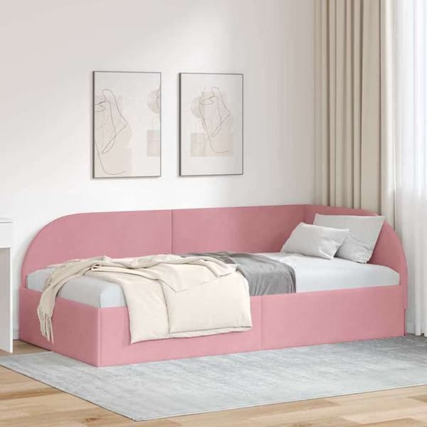 vidaXL Hörnsäng Rosa 80 x 200 cm Sammet 42016629