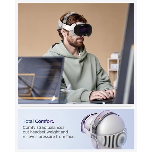 Breddad Kudde - SPIGEN - AFA07255 - Kompatibel med Apple Vision Pro - Grå Kol - Optimal Komfort
