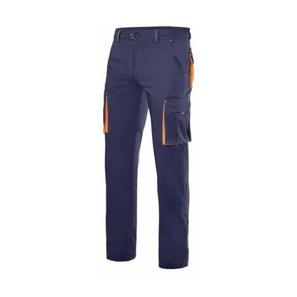 Velilla Stretch arbetsbyxor - marinblå/orange