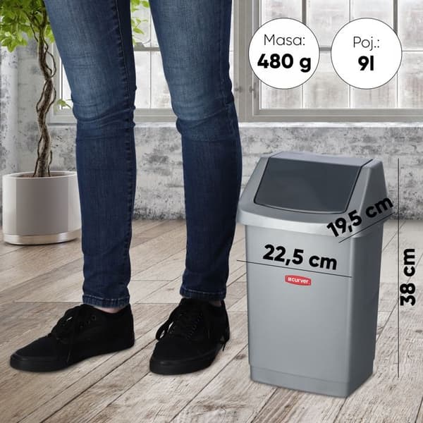 Curver Click-it multifunktionskorg i silverplast, plast, grå, 9 l