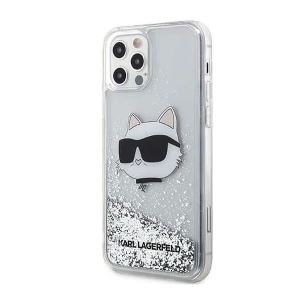Karl Lagerfeld Coque Liquid Glitter Choupette för iPhone 12 / 12 Pro - Silver