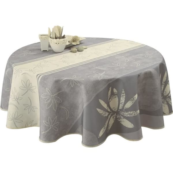 Rund duk - LOTUS - 160 cm - Fläckresistent - Vattentålig - 100% polyester