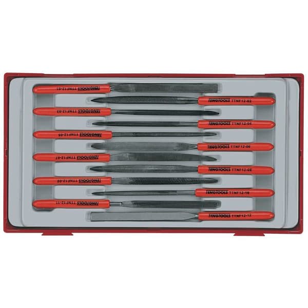 Nålfilset - TENG TOOLS - TTNF12 - 12 delar - Bricka - Tc-bricka