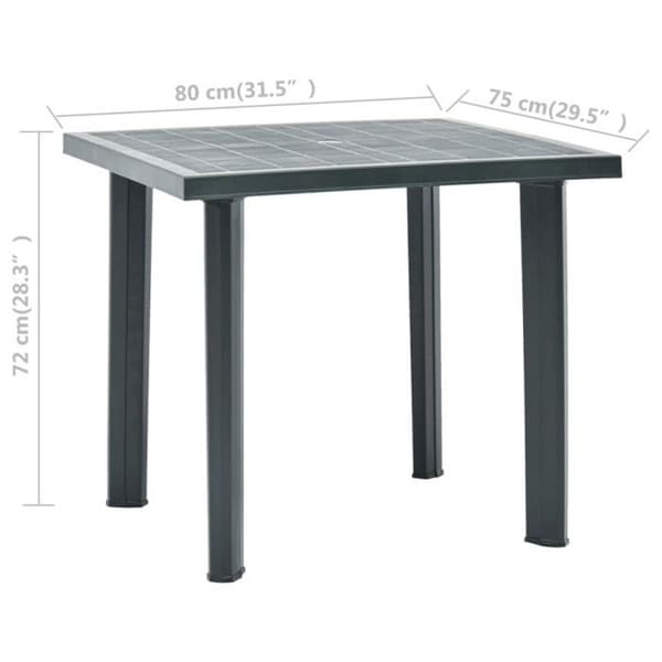 vidaXL Trädgårdsbord Grön 80x75x72 cm Plast