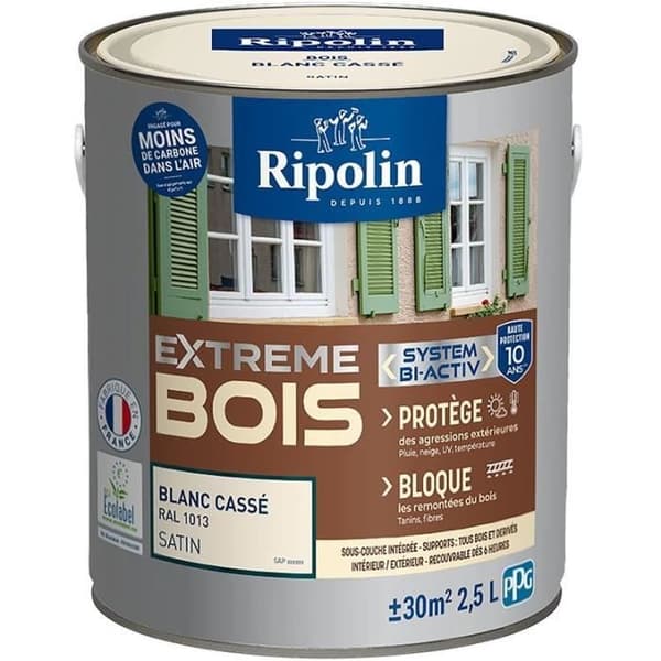 Extrem träfärg - Benvit RAL 1013 satin - RIPOLIN - 2,5 L