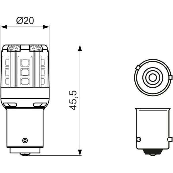 LED-lampor Bosch PY21W BAU15s - 12V 1W - 2 stycken