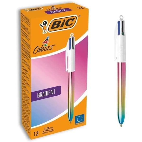 Retraktabel kulspetspenna - BIC - 4 Färger Gradient - Fin spets - Rund kropp - Blanding