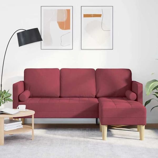 Röd vinsoffgrupp 173 x 131 x 67 cm tyg