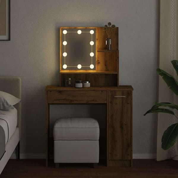 Coiffeuse med LED ek-konstruktion 86,5x35x136 cm