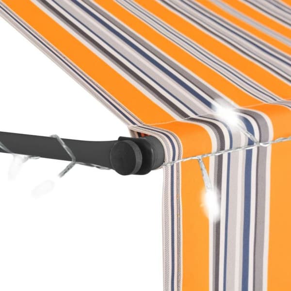 vidaXL Manuell infällbar markis med LED 400 cm gul och blå
