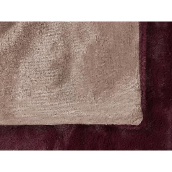 Pläd - BELIANI - TANTAN - Bordeauxröd - Polyester - 150 x 200 cm