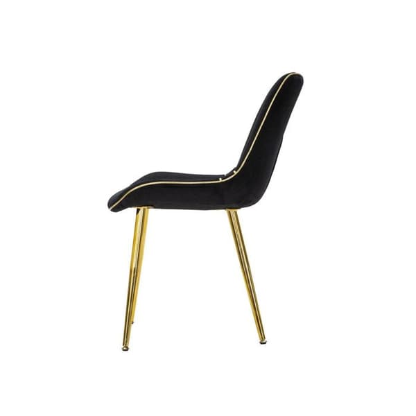 Set med 2 Stolar i Tyg "Paris" 79cm Svart & Guld