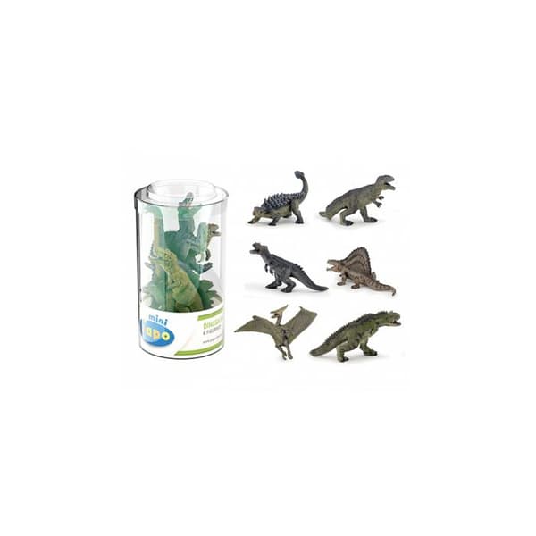 PAPO - Set med 2 rör - 6 Mini Plus dinosauriefigurer - För barn