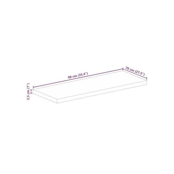 Massivt trä bordsskiva - vidaXL - 90x70x2,5 cm - Rektangulär - Mangoträd - Rustik design