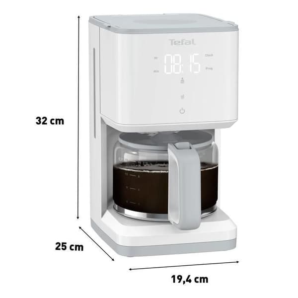 Programmerbar kaffebryggare TEFAL SENSE vit 15 koppar, 1,25L CM693110