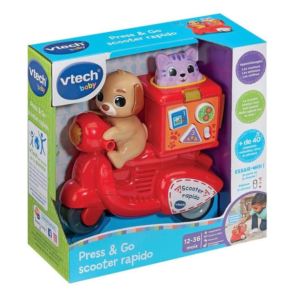 VTECH BABY - TRYCK OCH ÅK SCOOTER RAPIDO - Röd