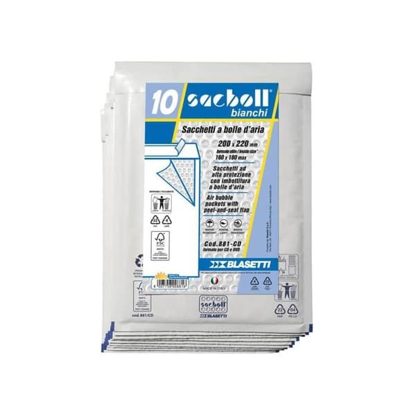 Papperskuvert - Modell 881 - Vit - Polyeten - Förpackning med 10 stycken