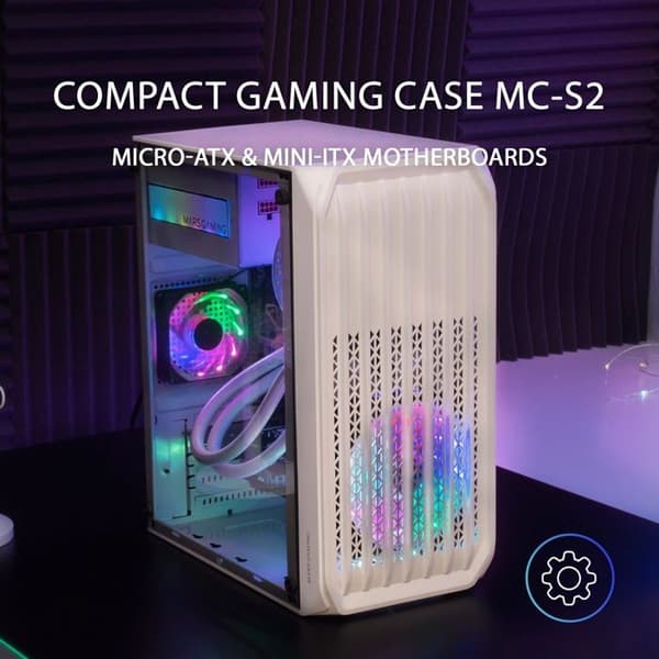 Boitier PC Mini Tur Micro ATX - Mars Gaming - MC-S2 RGB - Vitrerat panel - Vit - One size