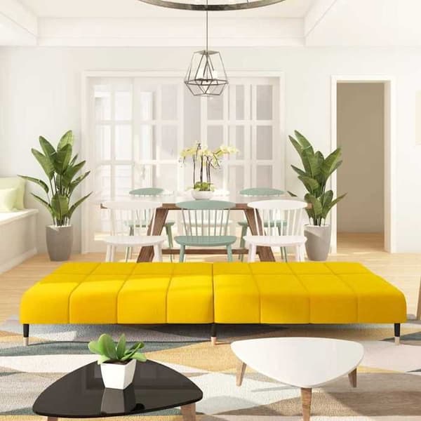 vidaXL Soffa-säng 2 platser gul sammet 375881