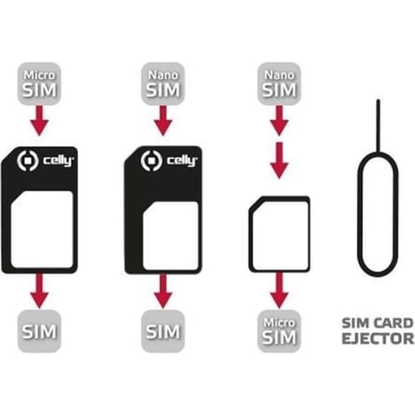 SIM-kortadapter - CELLY - SIMKITAD - Vit - Micro-SIM, Nano-SIM, SIM i full storlek - 3 st
