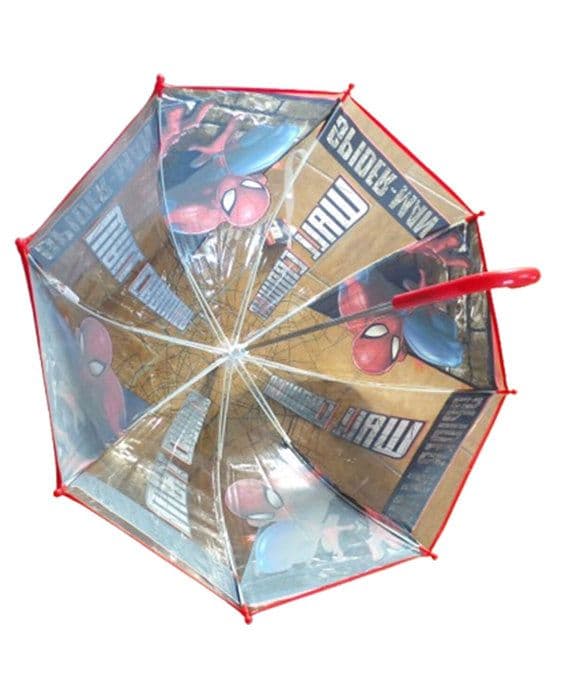 Paraply - Spider-Man - Transparent - Barn - Klocka - Flerfärgad