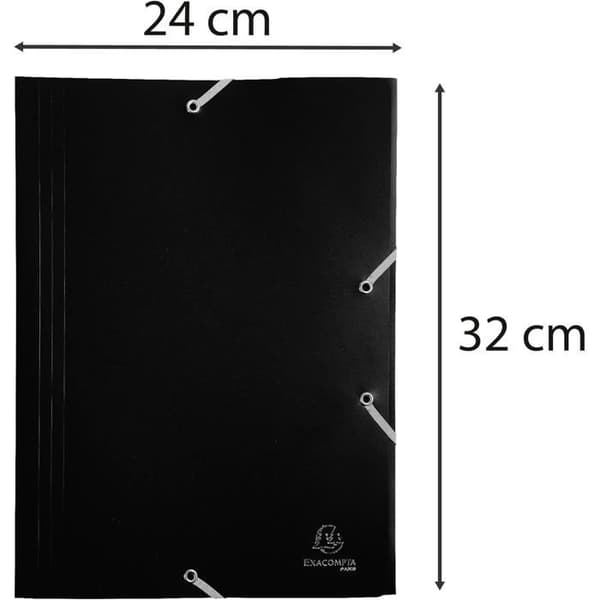 Exacompta Elastiska Fickor Ref. 55901E - 30 Fickor 3 Flikar Svart A4