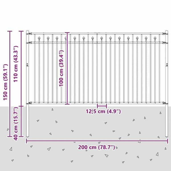 vidaXL Spetsstängsel BAARLO Svart 42030102