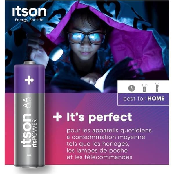 Pack med 10 Alkaliska Batterier LR6/AA 1,5V ItsPOWER