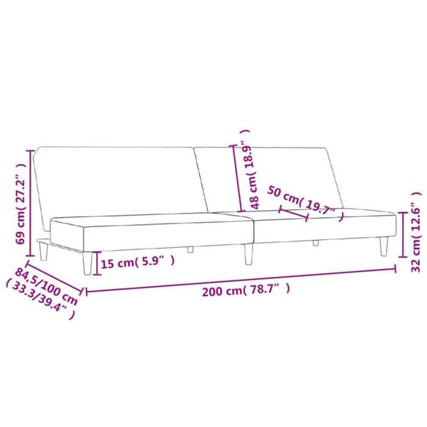 vidaXL Sängsoffa 2-sits svart tyg 375725