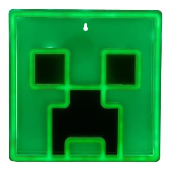 Väggdekoration - PALADONE - PP14020MCFVN - Grön neonskylt - Creeper-mönster - Väggfäste