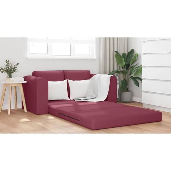 Sängsoffa 2 i 1 Röd Vin 148x71x83 cm Tyg