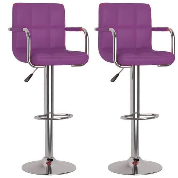 vidaXL Barstolar set om 2 lila konstläder 334601