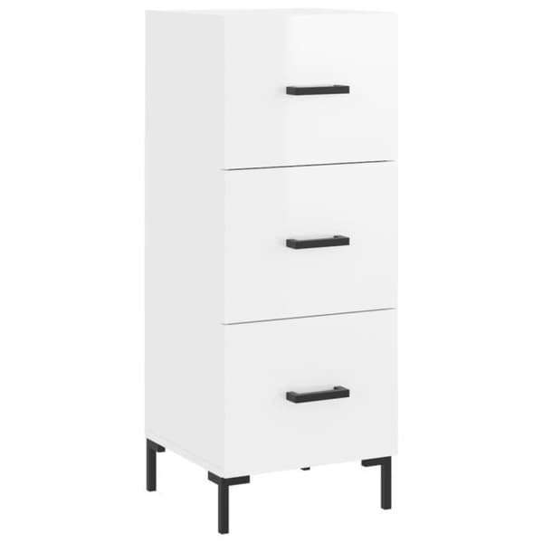 vidaXL Skänk blank vit 34,5x34x90 cm Konstruerat trä 828606