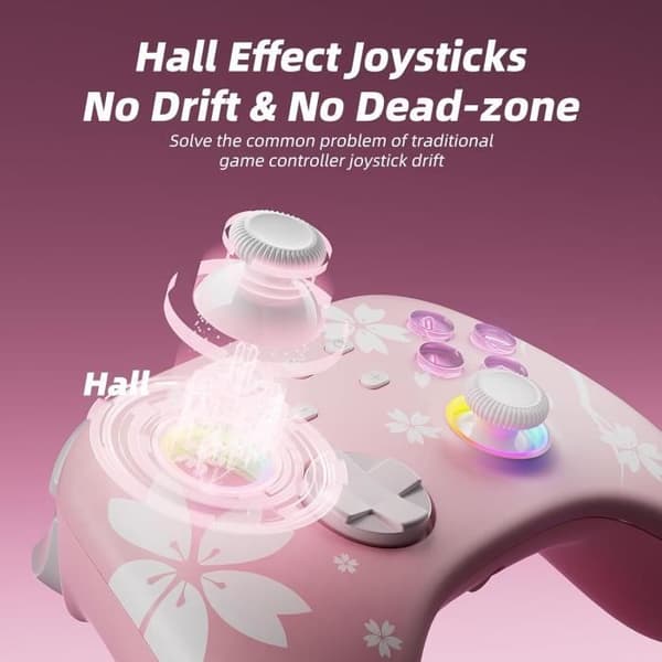 Manette Pro utan sladd - GENERIC - Sakura Rose - Kompatibel med Switch/Lite/OLED - Bluetooth - 600mAh