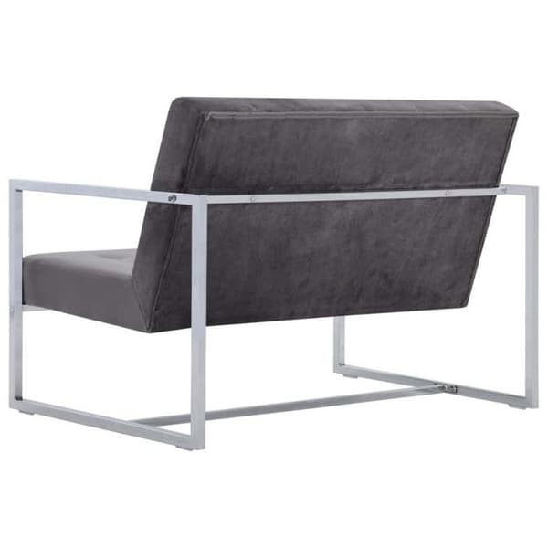 vidaXL 2-sits soffa med armstöd mörkgrå krom och sammet