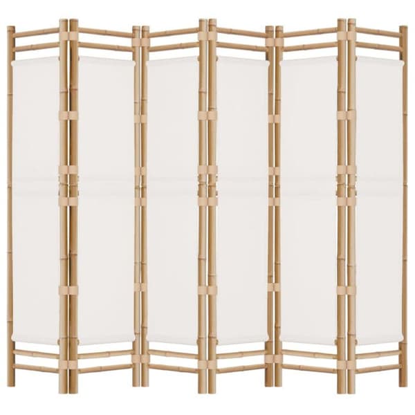 vidaXL Vikbar rumsavdelare 6 paneler 240 cm bambu och duk 350626