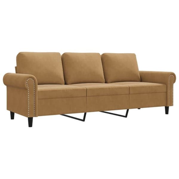 vidaXL Soffa 3-sits Brun 180 cm Sammet 359546