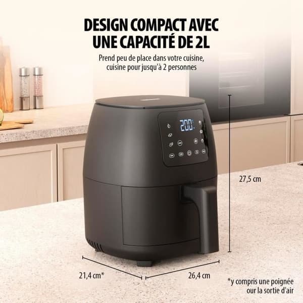 Mini luftfritös - Tristar - FR-9015 - 6 program - 2L - 1500W - Svart
