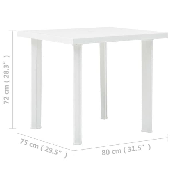 vidaXL Trädgårdsbord Vit 80x75x72 cm Plast